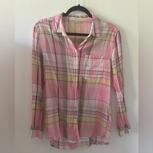 American Eagle Light Cotton Flannel Pink Plaid - Size Small